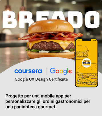 Breado — app mobile per personalizzare gli ordini in una paninoteca gourmet, certificato Google UX Design